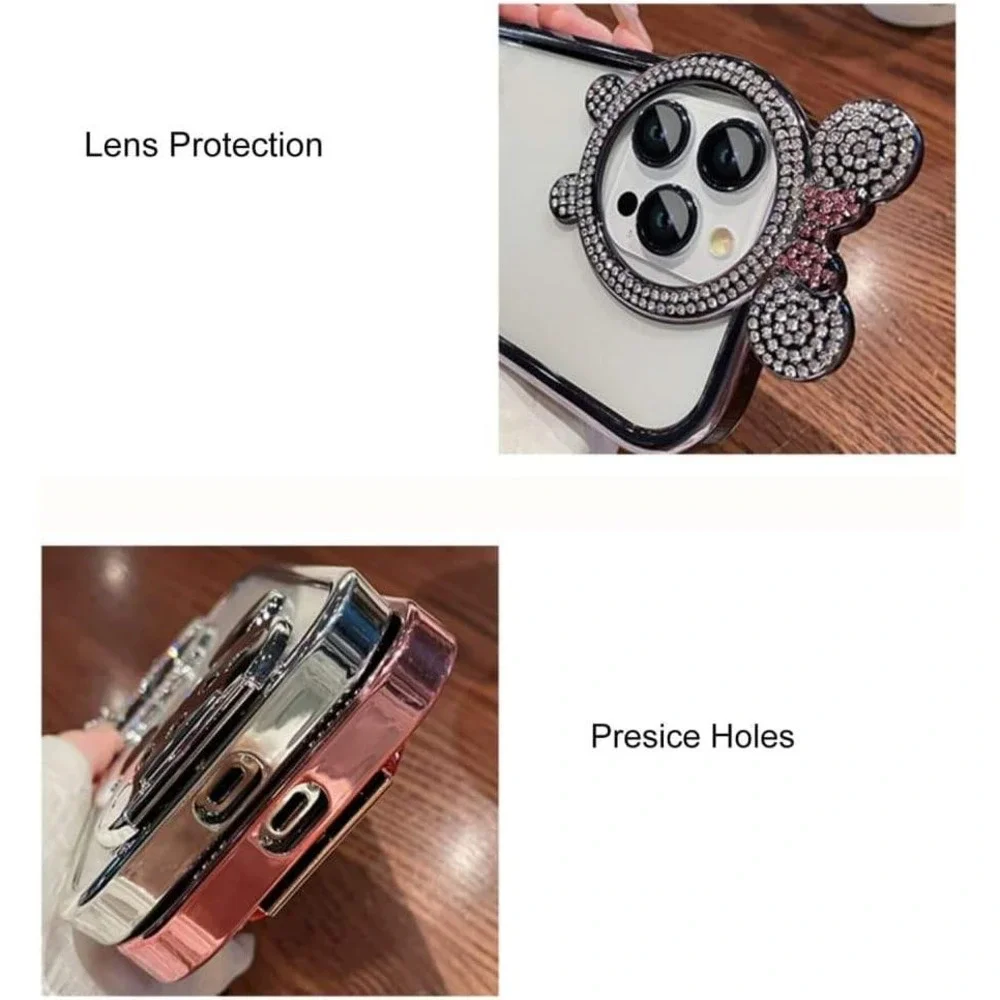 Rhinestone Minnie Mouse‎ Camera Lens Protection iPhone Case Cover